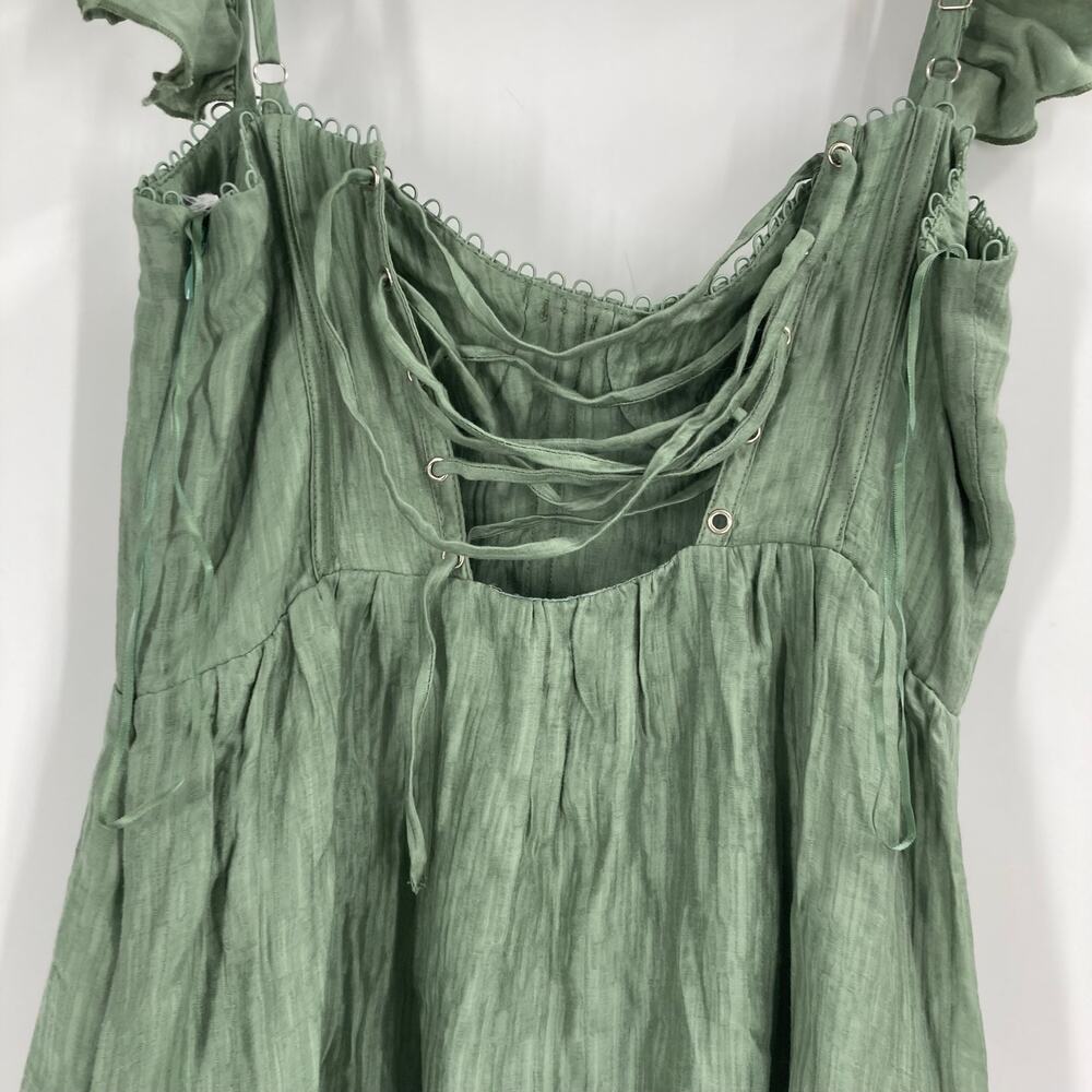 ASTR the Label Wedelia Bustier Midi Dress Sage Green Slit Milkmaid Peasant Med - Picture 7 of 13
